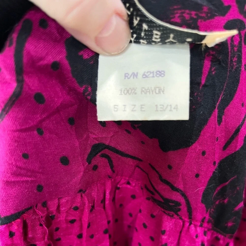 VINTAGE 80s Matching fuchsia polka dot skirt Set -XL